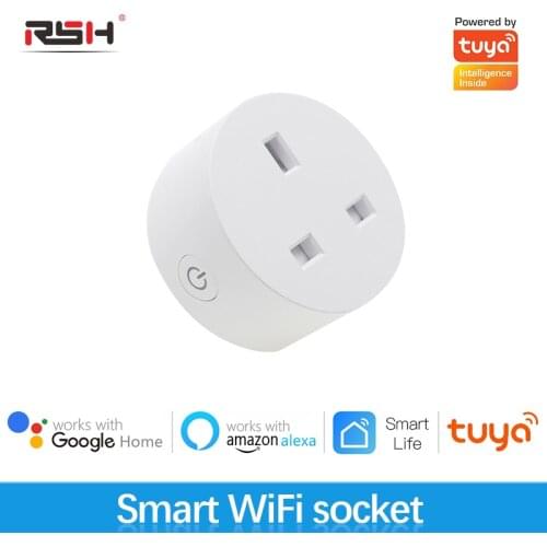 16A Tuya Smart Wifi Plug UK, Wireless Control Socket Outlet with Energy Monitering Timer Function, Works with Alexa Google Home