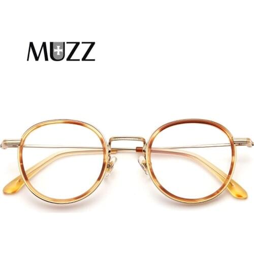 Women Acetate Optical Eyeglasses Frame Men Brand Design Round Alloy Korean Yeti Myopia Hyperopia Prescription Retro Eyewear