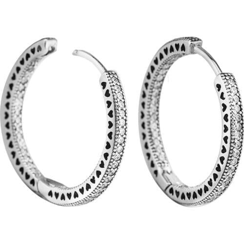 925 Sterling-Silver-Jewelry Radiant Heart Earring with Clear CZ Free Shipping