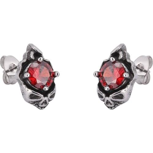 Fashion Stainless Steel Zircon Skull Stud Earrings for Women Hip Hop Ear Jewelry Punk Retro Party Earrings Accessories PD0797