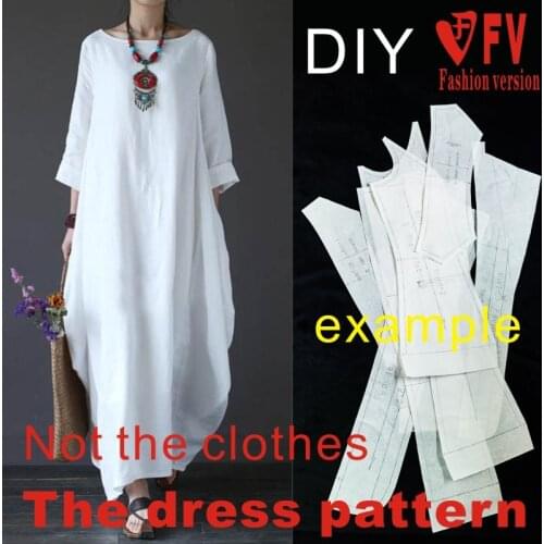 Womens unlined long top sleeve Hanfu dress pattern coat cutting drawing BLQ-296