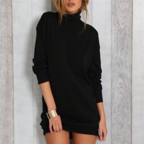 Winter Knitted Dress White Turtleneck Dress Long Sleeve Autumn Sweater Dress Jumper