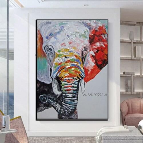 100% Simplicity Modern Hand-Painted Oil Decorative Light Luxury Animals LIke Giant Colorful Entrance Hallway Corridor Frameless