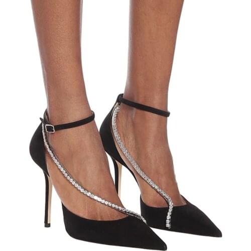 2021 Crystal Pointed Toe Pumps Shoes Rhinestones High Heels Shoes Women Sexy Fashion Ladies Women Bling Bling Sandalias Mujer