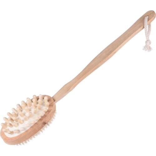 40CM Long Handle Bath Brush Body Massage Brush Exfoliating Back Brush with Boar Bristles Wooden Massage Remove Dead Skin SN643