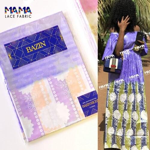 5 Yards 2021 New Design African Lace Fabric High Quality Bazin Riche Geztner Printed Sweing For Elegant Nigerian Wedding Dress