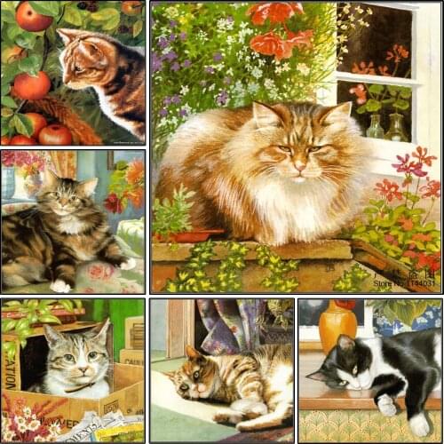 5D DIY Diamond Painting Animal Cross Stitch Cat Diamond Mosaic Needlework Home Decorative Full Square Diamond Embroidery