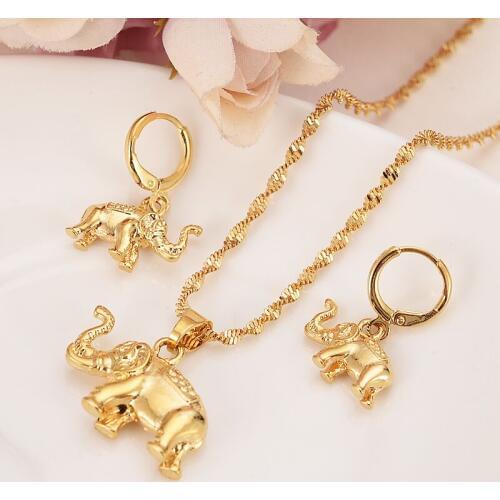 Bangrui elephant Jewelry sets Classical Necklaces Earrings Set Gold Color & Brass,Arab/Africa Wedding Brides Dowry gift