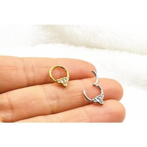 10pcs/Lot 316L Surgical Steel Seamless Hinged Segment Ring 16G Clicker Ear Cartilage Nose Hoop Septum CZ