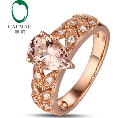 Unplated 18K/Au750 Rose Gold 1.81ct Natural Morganite 0.18ct Diamonds Engagement Ring