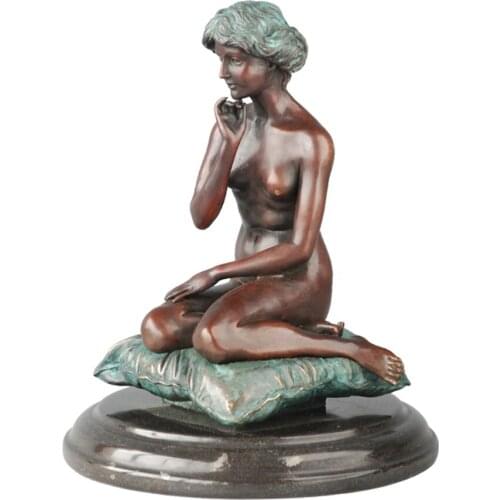 Bronze Nude Young Woman Missing Statue Western Naked Sculpture Modern Classic Erotic Female Art Collection Decoration
