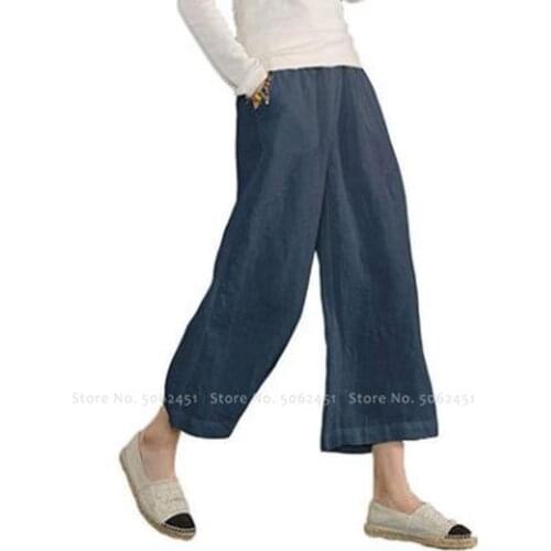 Women Chinese Style Linen Cotton Kung Fu Loose Pants Hanfu Bottoms Tang Suit Japanese Kimono Wide Leg Trousers Tai Chi Uniforms