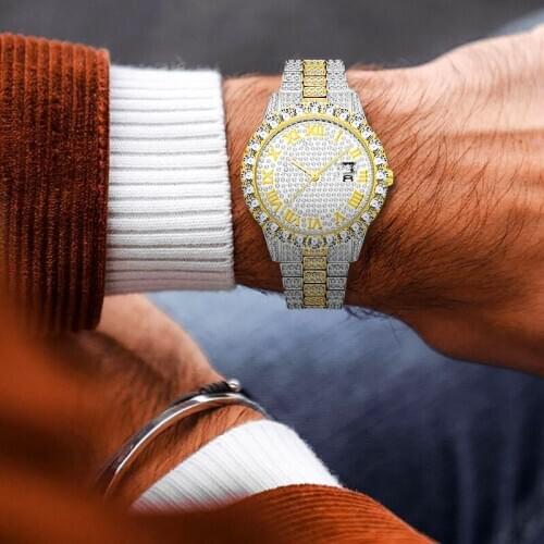 Fashion Mens Watches with Micropave Diamond Watch Top Luxury Brand Male Casual Mens Ulysse Crystal Watches Relogio Masculino