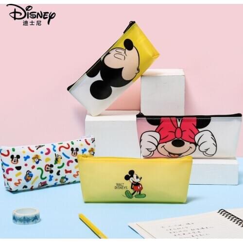 Disney Mickey Minnie Pencil Bag Student Cartoons Stationery PVC Kawaii Bag Makeup Christmas Gifts for Kids Cute Penciles Pouch