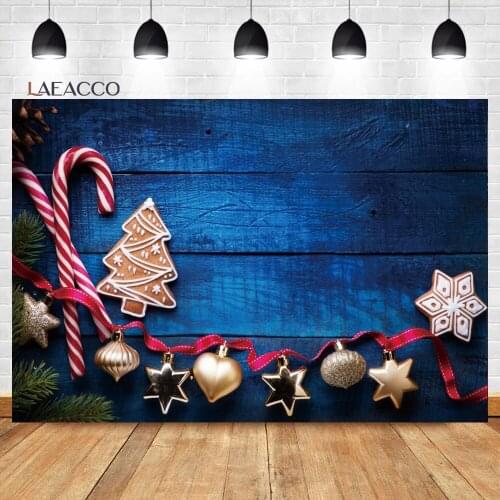 Laeacco Blue Solid Color Wooden Board Texture Christmas Photocall Background Baby Portrait Customized Photographic Backdrops