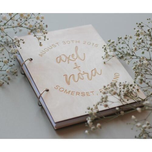 Personalized Rustic wedding engraved Alternative Wooden memory guestbooks Wooden photo Albums signature Wood Guest Books