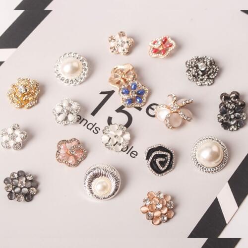 10pcs/lot Crystal Buttons Shank Back Used On clothes Sewing Handmade Button Decoration DIY Round metal Rhinestone buttons