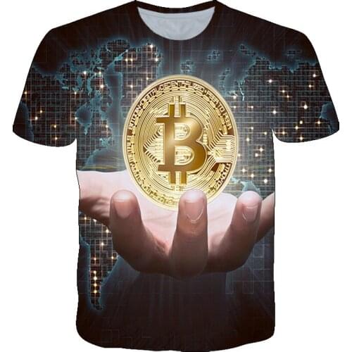 Summer 3D Bitcoin Revolution Cryptocurrency graphic t shirts Btc Blockchain Pattern Print T-shirt Fashion Handsome t shirt Tops