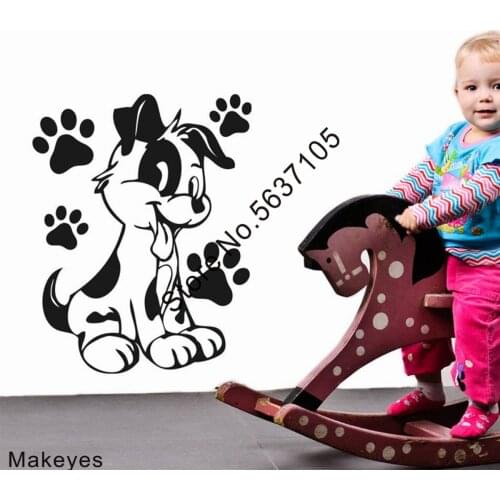 Makeyes Puppy Pet Wall Stickers Funny Cute Dog Wall Decals Home Kids Room Wall Decor AnImals Design Love Wallpaper Wall Art Q847