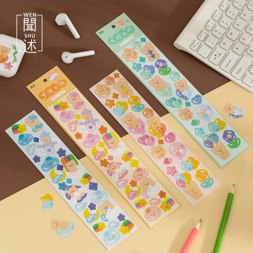 Cute Heart Bear Daily Series Decorative Sticker INS kawaii Bear Hand Account Scrapbook Diary Stationery Sticker Aesthetics