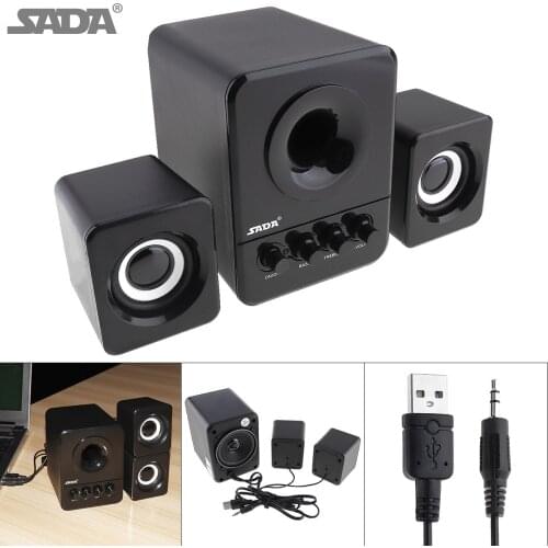 SADA Mini Combination Speaker Mobile Phone Column Speaker Music Stereo Loudspeaker with 3.5mm Audio Plug for Laptop Computer PC