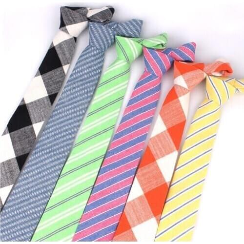 Fashion Plaid Tie Green Skinny Neck Tie For Wedding Casual Striped Neckties Suits Slim Cotton Neck Ties Male Neck Wear