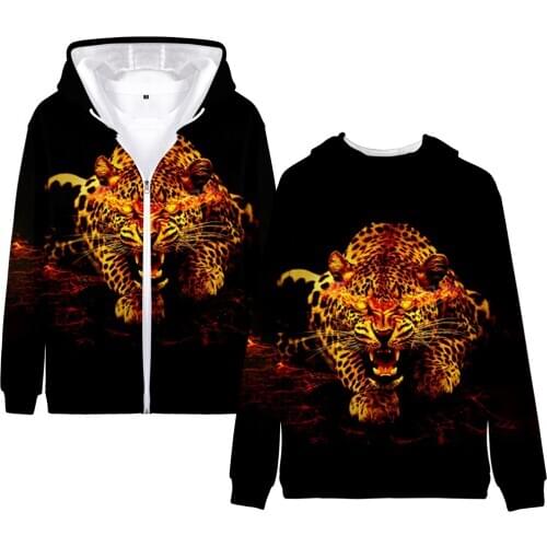 Fashion Hoodie Leopard 3D Men/Women Zipper Hoodies Brand Designer Zipper Hoodie animal High Quality Leopard print Pullovers Tops
