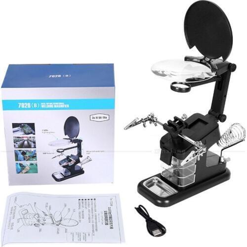 3X 4.5X 25X USB 360 Degree LED Lights Table Lamp Illuminated Desktop Cell Phone Circuit Board Repair Magnifier Magnifying Glass