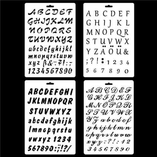 New 4 Pcs/Lot 26cm Alphabet Letters DIY Craft Layering Stencils Painting Scrapbooking Stamping Embossing Album Card Template