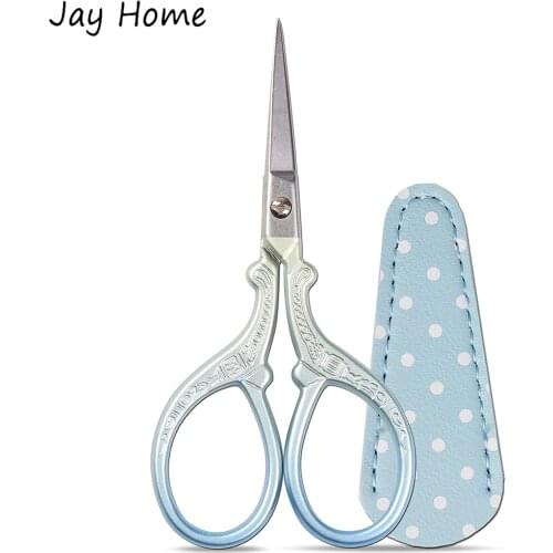 3.6 inch Embroidery Scissors with Leather Cover for Sewing Crafting DIY Tools Tailors Shears Cross Stitch Thread Cutter Scissor