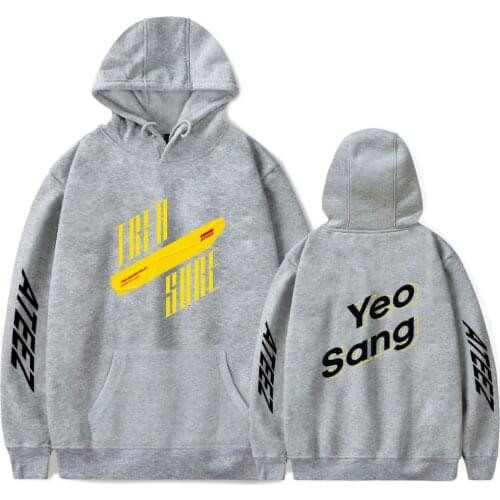 Autumn new fashion mens hooded sweatshirt print ATEEZ hoodie mens/womens gray personality youth hoodie pullover casual shirt