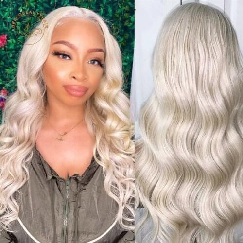 Lace Frontal Wigs Color 60 Platinum Blonde Ginger Orange 99j Wavy 13X4 Lace Front Wig Full Density Colored Human Hair Body Wave