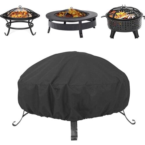 Patio Round Fire Pit Cover Waterproof Protective UV Protector BBQ Cooking Anti Dust Outdoor Garden Round Furniture Covers