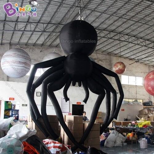 Personalized 5 meters high inflatable halloween spider 16 feet big black spider inflatables for hanging decoration toys