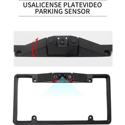 Driintel framed frame with 2 ultrasonic sensors and 1 camera parking sensor system LED reversing radar car American license plat