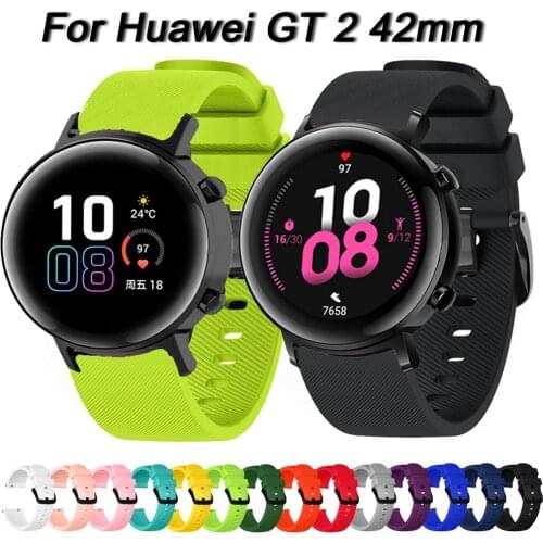 For Huawei Watch GT 2 42mm Silicone Band Wrist Replacement Watchbands Bracelet GT2 20mm Watch Strap For Honor magic Watch 2 42mm