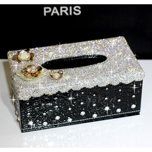 12 Colors Luxury Crystal Diamond Rhinestone BEAUTY Decor Tissue Box Cover for Home Car