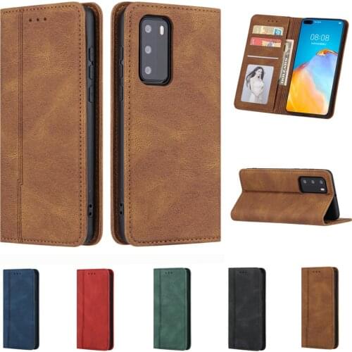 Luxury Shockproof Case for Huawei P30 P40 Lite Capa Card Holder t Folded Stand Etui Flip Wallet PU Leather Full Protection Cover