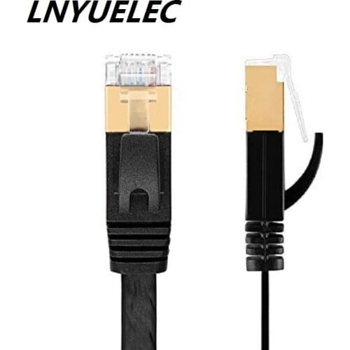 LNYUELEC- CAT.7 network cable 10m15m20m30m RJ45 Patch flat Ethernet LAN Network Cable For Router Switch gold plated WHITE/BLACK