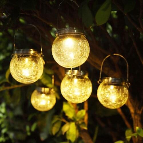 4 Pcs LED Solar Lamps Cracked Glass Ball Projection Waterproof Outdoor Fairy Lantern Romantic Decorations For Garden Yard Patio