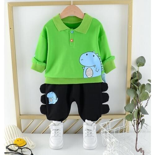 Spring Children Clothes Baby Boys Cotton 3D Dinosaur T-shirt Pants 2Pcs/sets Infant Out Kid Fashion Toddler Clothing Tracksuits