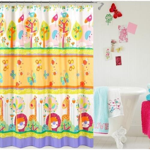 High quality exclusive printing waterproof and mildew forest zoo shower curtains increase lead line bathroom shower curtain