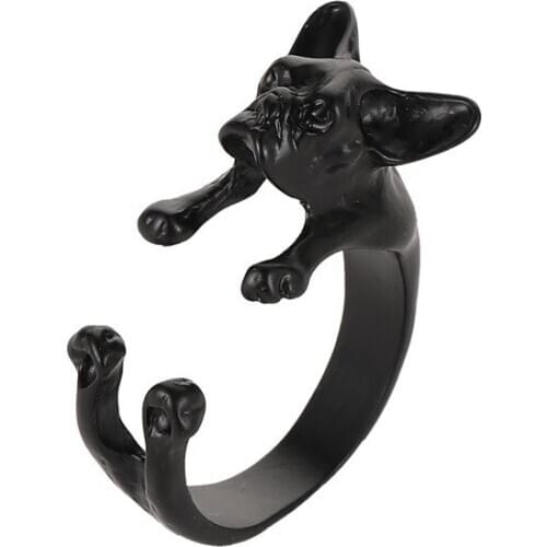 WANGAIYAO new puppy ring couple cute dog ring ring ring index finger opening adjustable ring