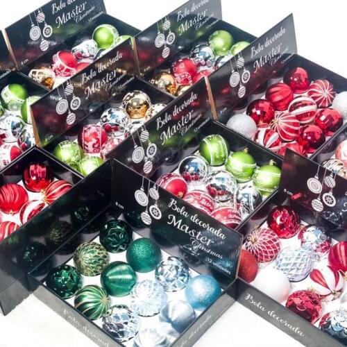 12pcs Christmas Tree Decoration Balls Pendants Baubles Printed Hanging Rope Ornaments Party Pendant for Xmas Gifts