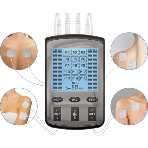15 Modes TENS Therapy Massager 4 Output EMS Nerve Muscle Stimulator Digital Pulse Physiotherapy Treatment Instrument Pain Relief