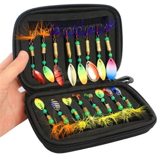 17pcs/set Fishing Lure Eva Composite Sequin Fishing Spinner Lures + Portable Carry Bag Fishing Tackle Kit Fishing Accessories