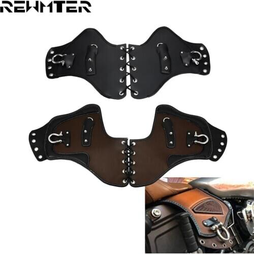 2xMotorcycle Universal Heat Saddle Shield Deflectors PU Leather Black/Brown For Harley Sportster XL 1200 Softail Dyna Touring