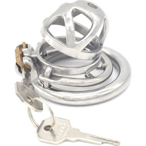 3 Size to Chioce Stainless Steel Cock Cage Penis Ring Male Chastity Device Chaste Bird with Barbed Anti-off Ring for Men G7-241F