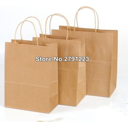30PCS/lot 4 size kraft paper bag with handles for Wedding Party Fashionable clothes Gifts Multifunction Wholesale