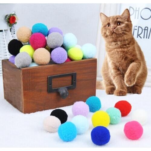 30 Piece/lot Kitten Puppy Plush Ball Game Dog Cat Toy Colorful Handmade Bells Ball Chewing Interactive Toy Pet Supplies